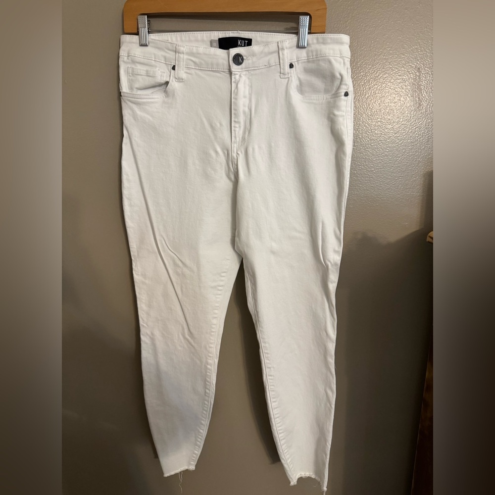 Kut‎ From The Kloth White Raw Hem Skinny Jeans Size 12